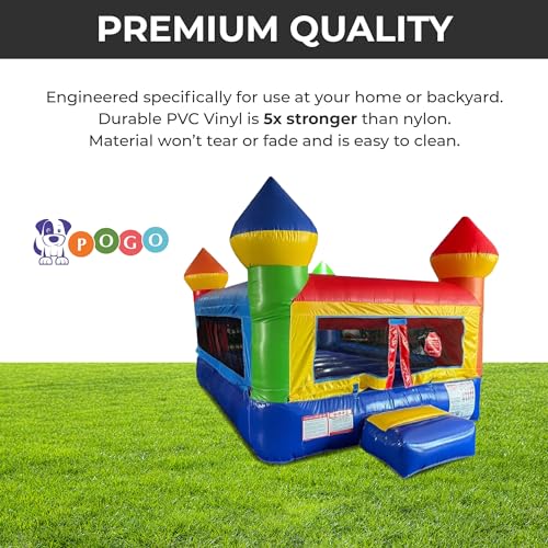Crossover Junior Rainbow Inflatable Bounce House - 13.5 x 8 x 7 Foot - Inflatable Bouncer Castle Unit for Toddlers and Small Kids - Indoor Outdoor Party Bounce House with Blower