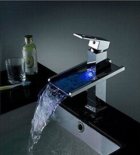 Robinet de salle de bain LED mitigeur lavabo vasque cascade eau colorée - 2