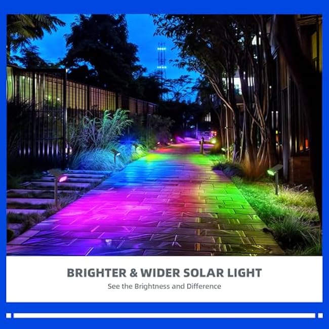 Barrina WRGB Solar Lights Outdoor, Color Changing Solar Landscape Lighting with 360¡« Horizontal Adjustable, RGB Solar Spotlights Outdoor for Outside, 6 Packs