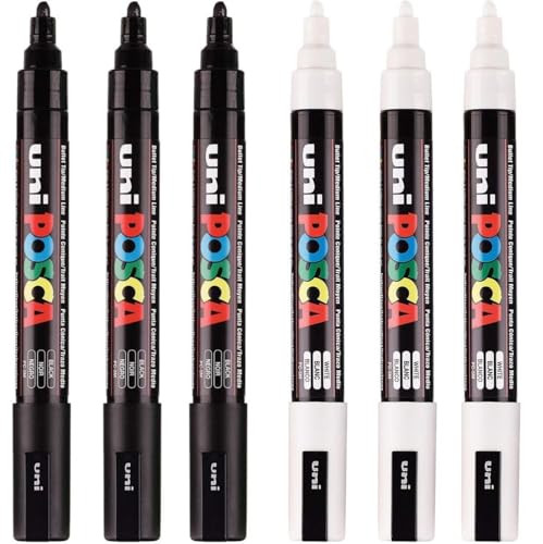 Marqueur peinture tout support POSCA PC-5M, pack de 6 feutres acryliques pour papier et bois