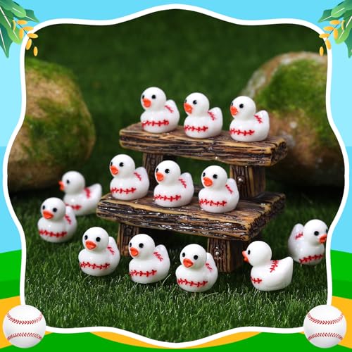 GGSTDDUP 70 Pcs Mini Resin Baseball Ducks,Miniature Baseball Duck Figurines Mini Resin Figurines for Kids Baby Shower DIY Cake Decoration Ornaments Crafts Moss Landscape - Image 6