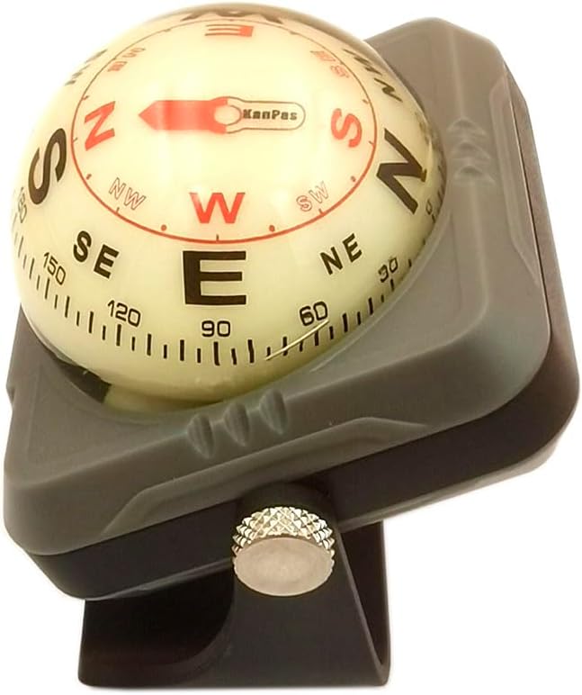 KanPas V-39-L Dashboard Ball Compass for Car with Double Dials Luminous Capsule Adjustable Holder