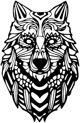 SwallowLiving 17 x 11 inch Black Metal Hunting Wildlife Wolf Head Hanging Wall Art Decor Sign Sculpture Silhouette