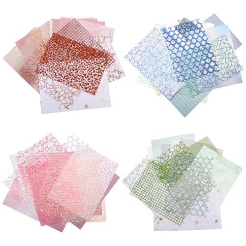 60 hojas de papel de scrapbook scrapbooking decoración de encaje y malla papel decorativo para manualidades papel de malla papel texturizado para diario, fabricación de tarjetas, envoltura de regalo,