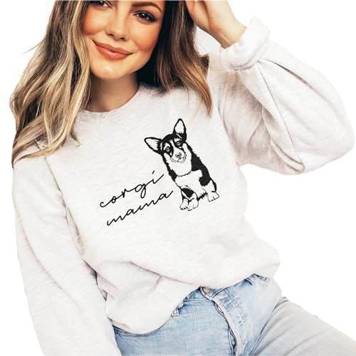 Corgi Mama Sweatshirt, Cute Pembroke Welsh Pet Parent Sweater, Dog Mom Gift, Dog Lover Shirt, Unisex Womens Crewneck Sweatshirt Sand2