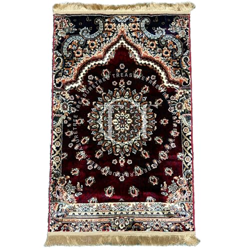 Image of Deluxe Velvet Heavyweight Prayer Mat | Elegant and Super Soft Design | Ideal for Muslim Prayers | Heavy Carpet Mat with Premium Softness and Luxurious Design. (Maroon)
