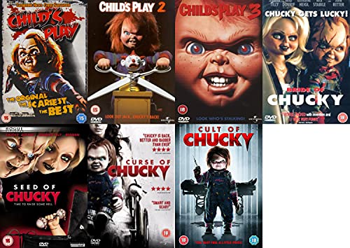 Child's Play Chucky 7 Movies Collection DVD - Child's Play, Child's play 2, Child's Play 3, Bride of Chucky, Seed of chucky, Curse of Chucky, Cult of Chucky DVD