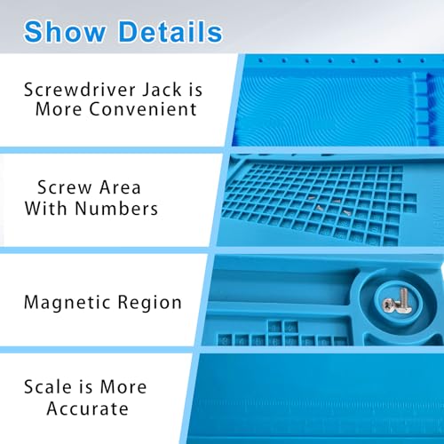 Image of Large Silicone Soldering Mat, 21.6'' X 13.8'' Electronic Repair Work Mat, 932F Heat Resistant Solder Pad, Magnetic Mat for Electronic Repair, Ideal for Soldering,Phone,Laptop,Tablet,Watch Repair