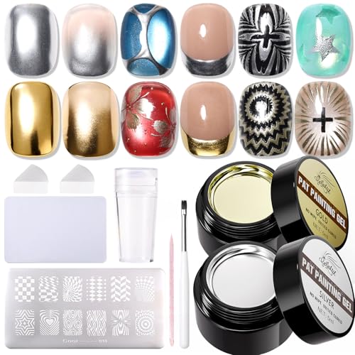 Set Gel Esmalte Metálico 2 Piezas Plata y Oro miniatura 1
