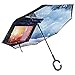 Produktbild Double Layer Inverted Umbrella Mit C-förmigen Griff, Regenschirme Unisex Mit UV-Schutz Winddicht-Festliche Laterne Snow Tree
