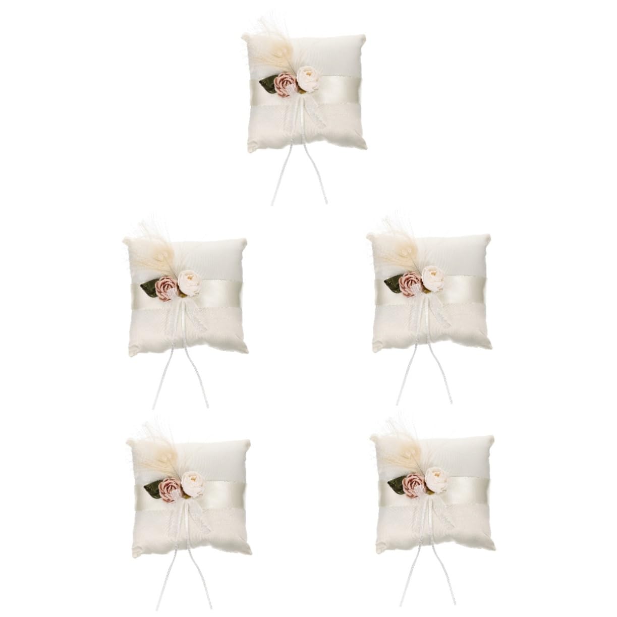jojofuny 5pezzi Cuscino Nuziale Raso Con Decorazione Floreale Per Cerimonie Di Nozze Elegante Portafedi Per Anelli Accessorio Per Matrimonio Romantico e Sofisticato