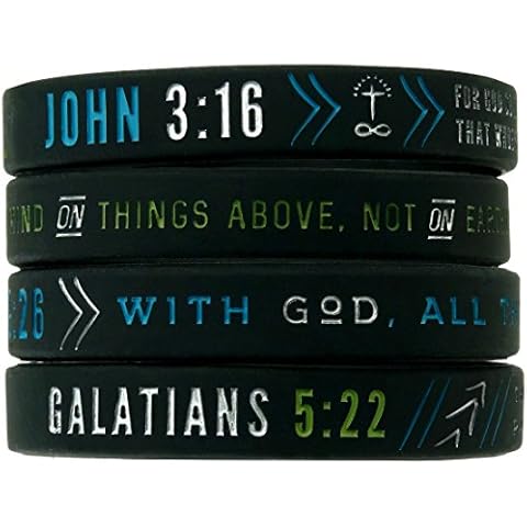 Inkstone Christian Silicone Wristbands w/Scriptures (Set of 4) - Unisex Bible Verse Jewelry for Men Women Cover
