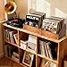 Wooden Vinyl Record Storage Crate, Large-Capacity Retro Record Holder Box for 60+ LP Albums, Durable Solid Wood Vinyl Organizer with Handles, Record Storage Case for Home Decor & Collector Display