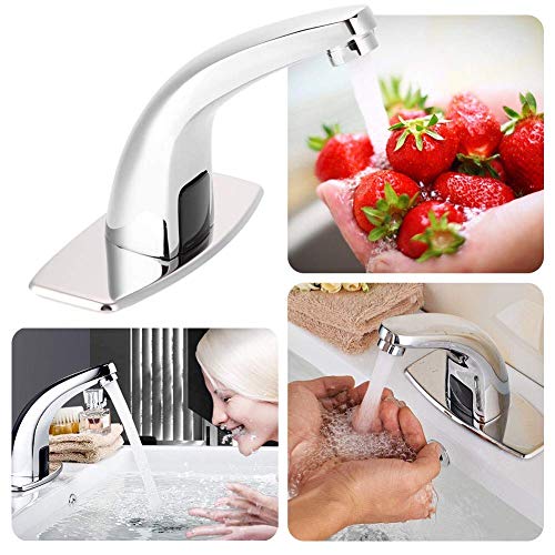 Motion Sensor Tap Automatic Infrared Sensor Faucet Smart Touchless Bathroom Sink Faucet Electronic Motion Activated Hands Free Kitchen Tap Hands Free Vessel Water Tap with Control Box