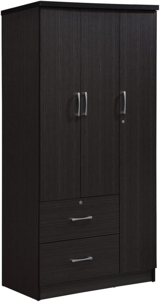 72 x 21 x 36 in. 3-Door Armoire with 2-Drawers & 3-Shelves Chocolate