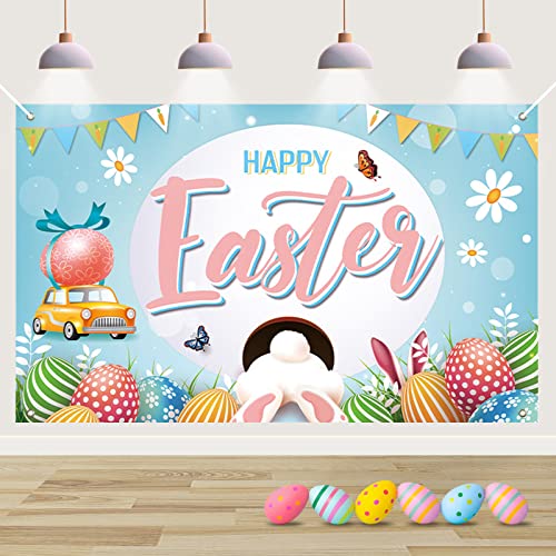 Koliphy Easter Backdrop Banner, Blue, 180 x 110 cm, Easter Decorations, Banner