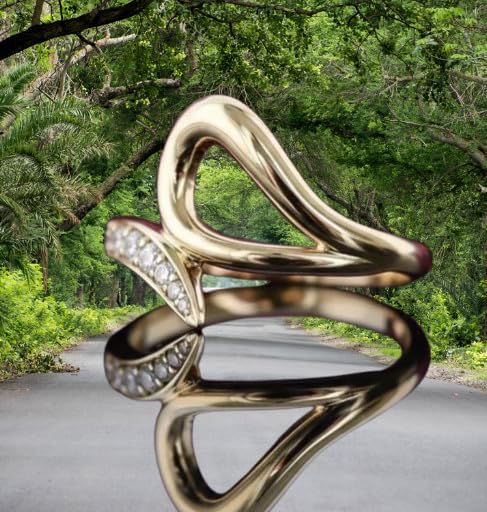 925 Sterling Silver Women's Ring with 14k Yellow Gold Plated, Cubic Zirconia