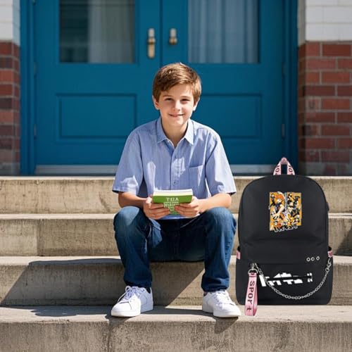 Anime 20L Large Capacity School Backpack for Boys Girls Teen Student College Bookbag 15 in Laptop Backpack Nylon Travel Daypack Black2