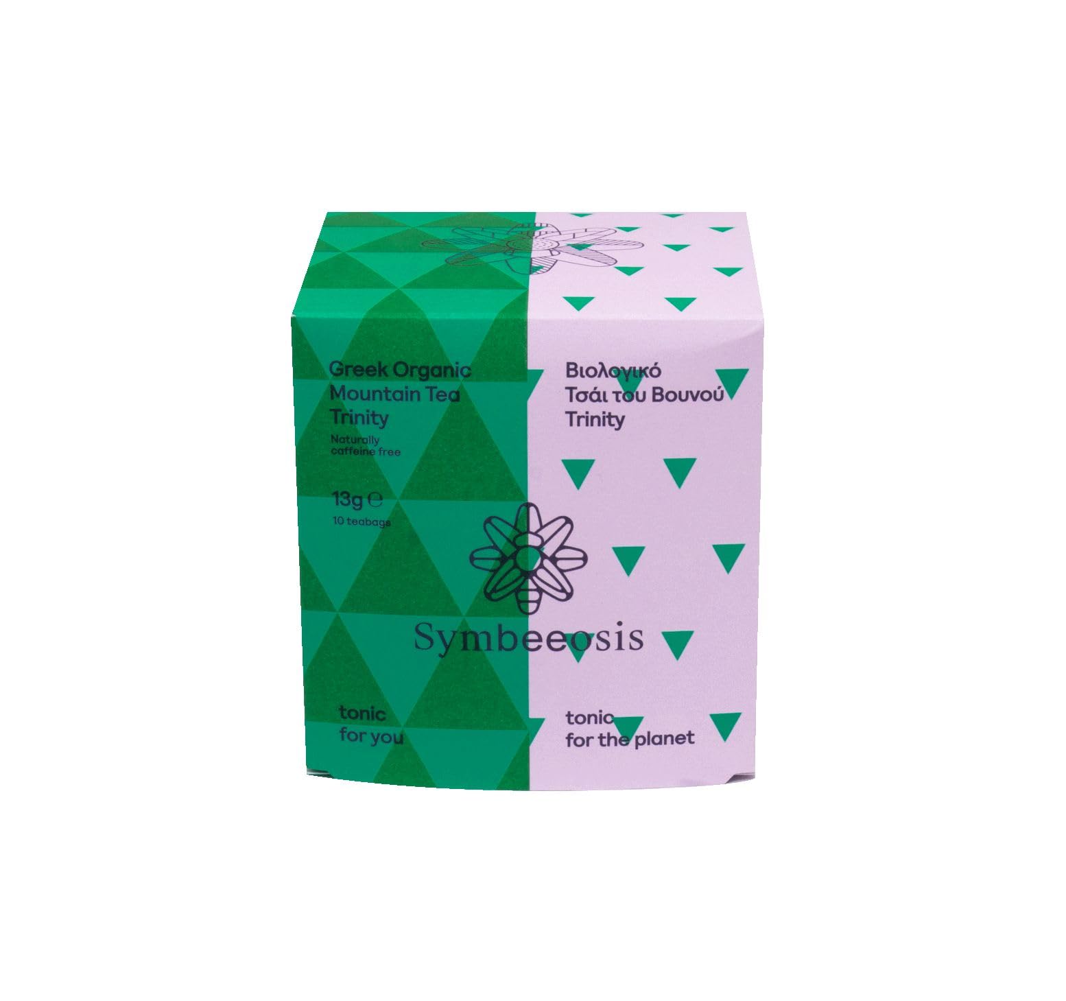 SymbeeosisGreek Organic Mountain Tea Trinity - Antioxidant-Rich, Memory Boosting, Immune System Enhancing Beverage, 3 Species Mountain Tea Blend, Caffeine-Free with Refreshing Aroma&Taste,10 pyramids