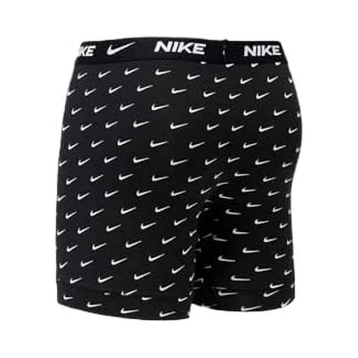 Nike Underwear Mężczyźni Essential Boxer Briefs Zestaw 3 sztuki – Dopasowane, Elastyczne tworzywo, Wysoki komfort noszenia, Swoosh Print/Grey/Uni. Blue, XS