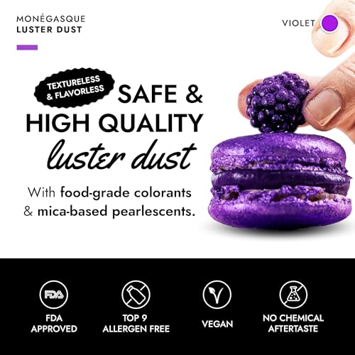 Image of MONEGASQUE Purple Edible Glitter for Drinks & Cakes, Luster Dust, 7g