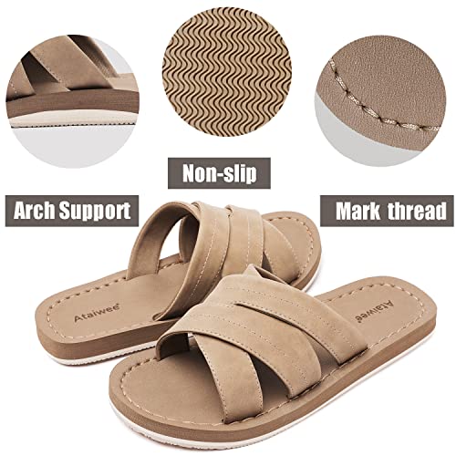 Ataiwee Men's Slide Sandals - Comfortable Lightweight Summer Slipper Shoes For Indoor & Outdoor Use.(2008061-3,Gr/Pu,10) #TOP3