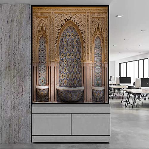 Window Film Stained Glass Moroccan Sun Uv Blocking Window Film Removable Glass Covering Self Static Cling For Office Living Room (17.7 X 23.6 Inch, Apricot Pale Brown) #TOP2