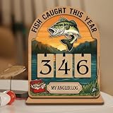 7'' Bass Fish Caught This Year Counter, Fisherman Gifts for Men, Dad Fishing Gifts, Angler Fish Count Tracker Sign, Cabin Lake House Decor, Fishing Goal Counter Father's Day for Dad, Papa