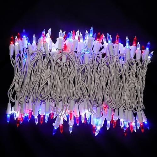 MULTI-SPARKING Red White and Blue LED Christmas Lights - 100 Count 4th of July Patriotic String Lights for Tree, Party, Independence Day Decorations, 33 Feet White Wire, UL Certified, Connectable by MULTI-SPARKING - Image 2