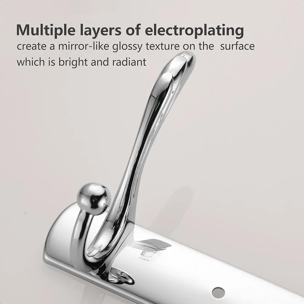 Excellent t Stainless Steel 12Pin Bathroom Cloth Hanger Door Wall Robe Hooks Rail for Hanging Keys, Clothes, Towel (40 Cms) (6 Pin Silver, Pack of 3) 2