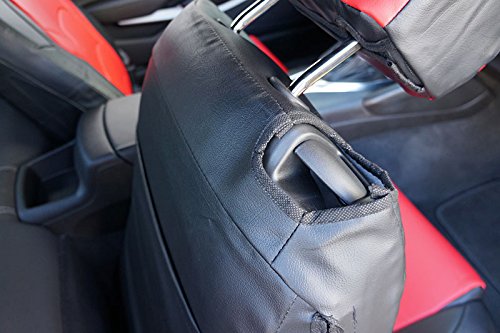 Iggee Chevy Camaro 2016- Black/RED Artificial Leather Custom Made Original fit Front seat Cover