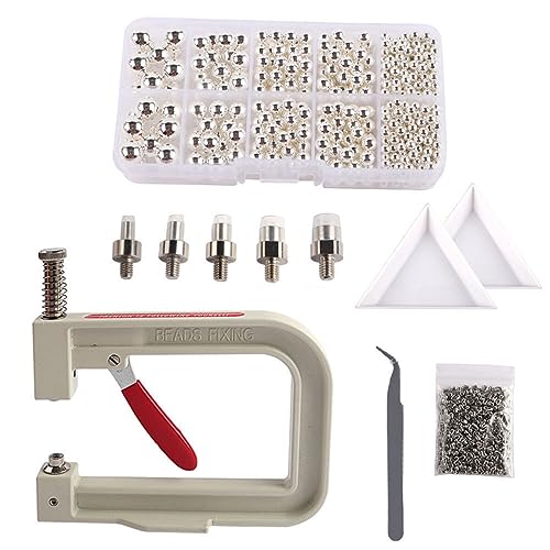 VOANZO 1679PCS Manual Hand Press Pearl Setting Machine with No Hole Pearls Fixing Dies Tool Kit for DIY Manual Pearl Rivet Button Making Tools - Image 2