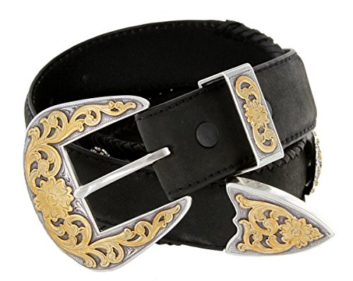 Cowboy Cowgirl Western Star Berry Texas Eagle Star Coin Conchos Crazy Horse Scalloped Genuine Leather Belt 1-1/2"(38mm) Wide3