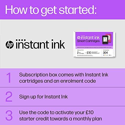 HP 304 Black & Tricolor Instant Ink Cartridges with £10 Instant Ink subscription credit
