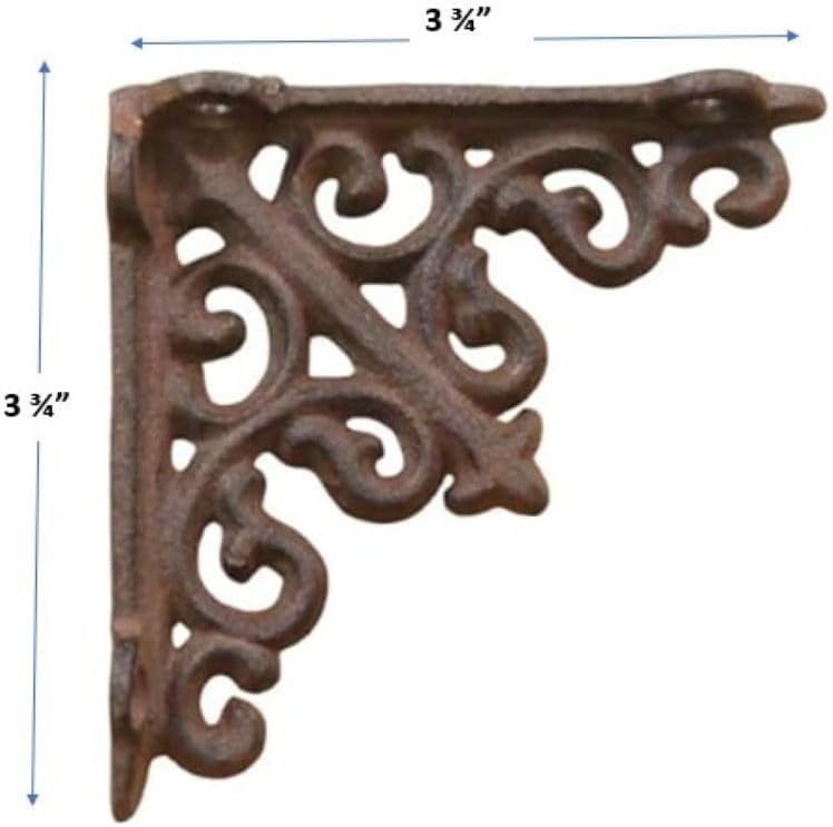 2 Antique Style Shelf Brace Wall Bracket Cast Iron Brackets Small 3 3/4" X 3 3/4"