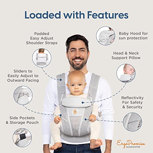Ergobaby All Carry Positions Breathable Mesh Baby Carrier Newborn to Toddler with Enhanced Lumbar Support & Airflow (7-45 Lb), Omni Breeze, Onyx Blooms by Ergobaby - Image 6