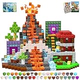 SSAWER Magnetische Bausteine Bauspielzeug 150 Pcs Magnetbausteine für Kinder Montessori Kreative Spielzeug ab 3 4 5 6 7 8 9 10 Jahre Junge und Mädchen Magnetic Blocks Geschenke für Kinder（Waldvulkan）