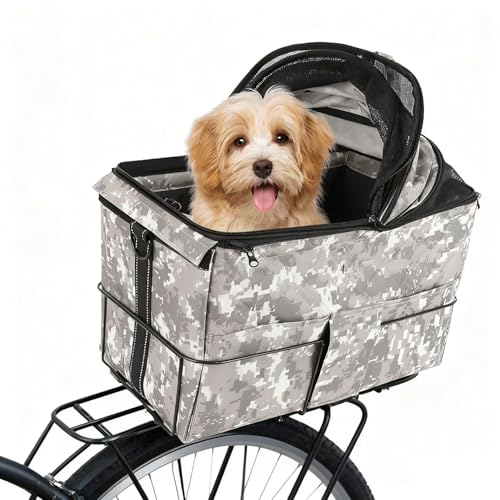Trasportino per cani posteriore per biciclette - Seggiolino per cani con rete traspirante, interno imbottito e imbracatura di sicurezza, seggiolino pieghevole per cani di piccola e media taglia