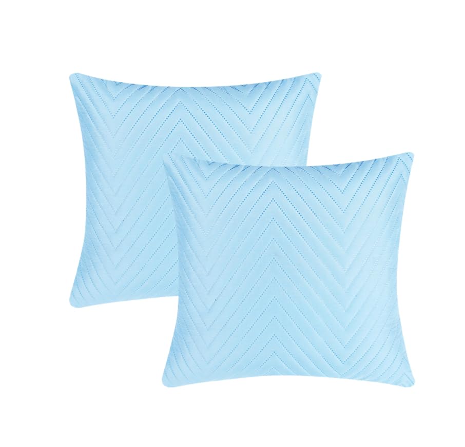 Image of RD TREND UltraSonic Microfiber Cushion Covers, 45 x 45 cm /18 x 18 inches, Set of 2, 250 TC,Back Zipper (Sky Blue)