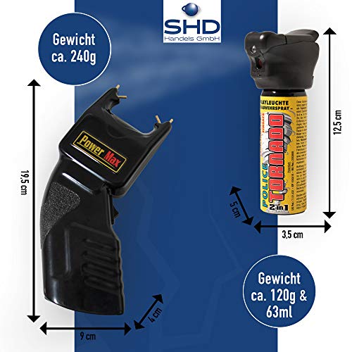 SHD – Elektroschocker mit 500.000 Volt im Set mit 63ml Jet Pfefferspray - mit PTB Zulassung zur Tierabwehr