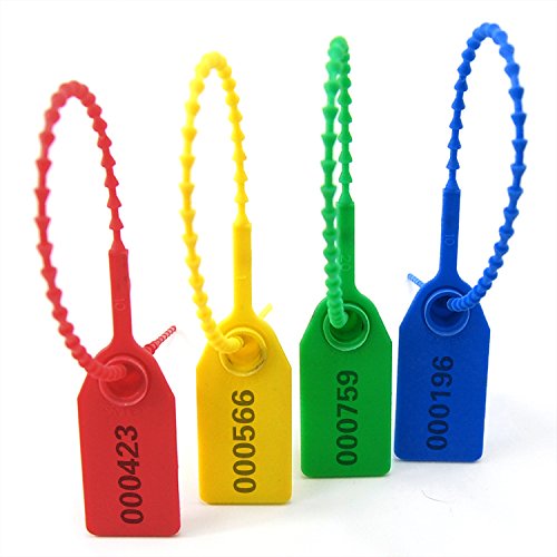 Leadseals(R) 1000 Plastic Tamper Seals, Zip Ties for Fire Extinguishers Pull Tite Security Tags Numbered Disposable Self-Locking Tie 250mm Length (Blue)