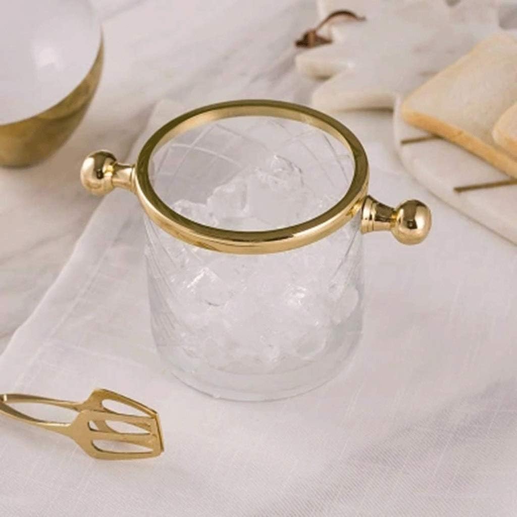 Glass Wine Cooler,with 2 Handles,Clear Ice Bucket with Stainless Steel Tongs Perfect for Your Home Bar