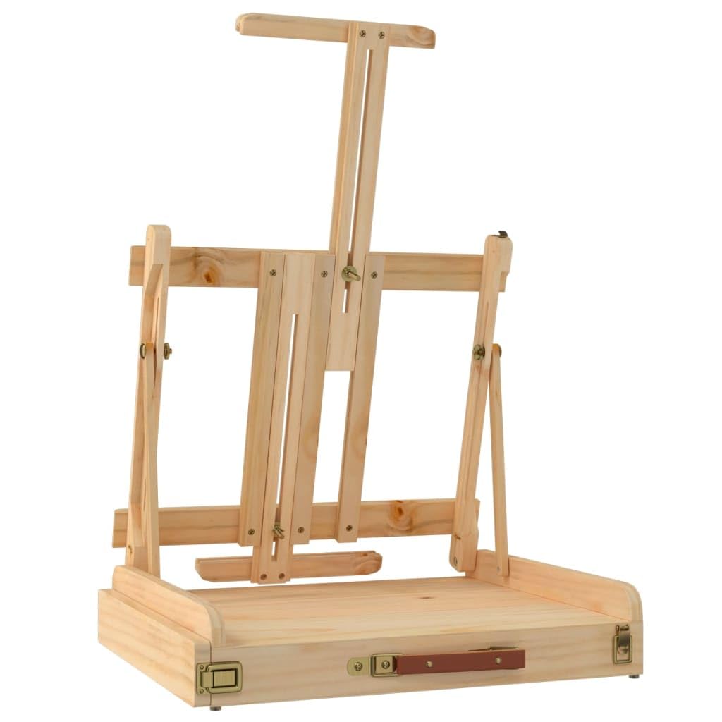 Mangloder Caballete de mesa de pino macizo con cajón, 41,5 x 37 x 12 cm, altura regulable para artistas, estudiantes, profesionales, con estante, plegable, ideal para pintar, presentaciones