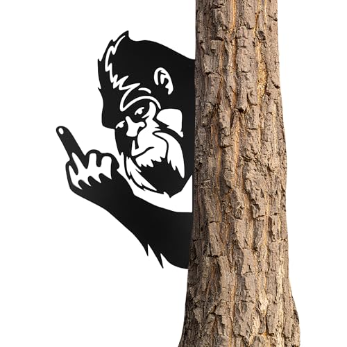 Dekorbay Sasquatch Peek Flip Off Metal Sign Animal Bigfoot Middle Finger Plaques Cutout Decor Tree Fence Yard Garden Patio House Outdoor Wall Art