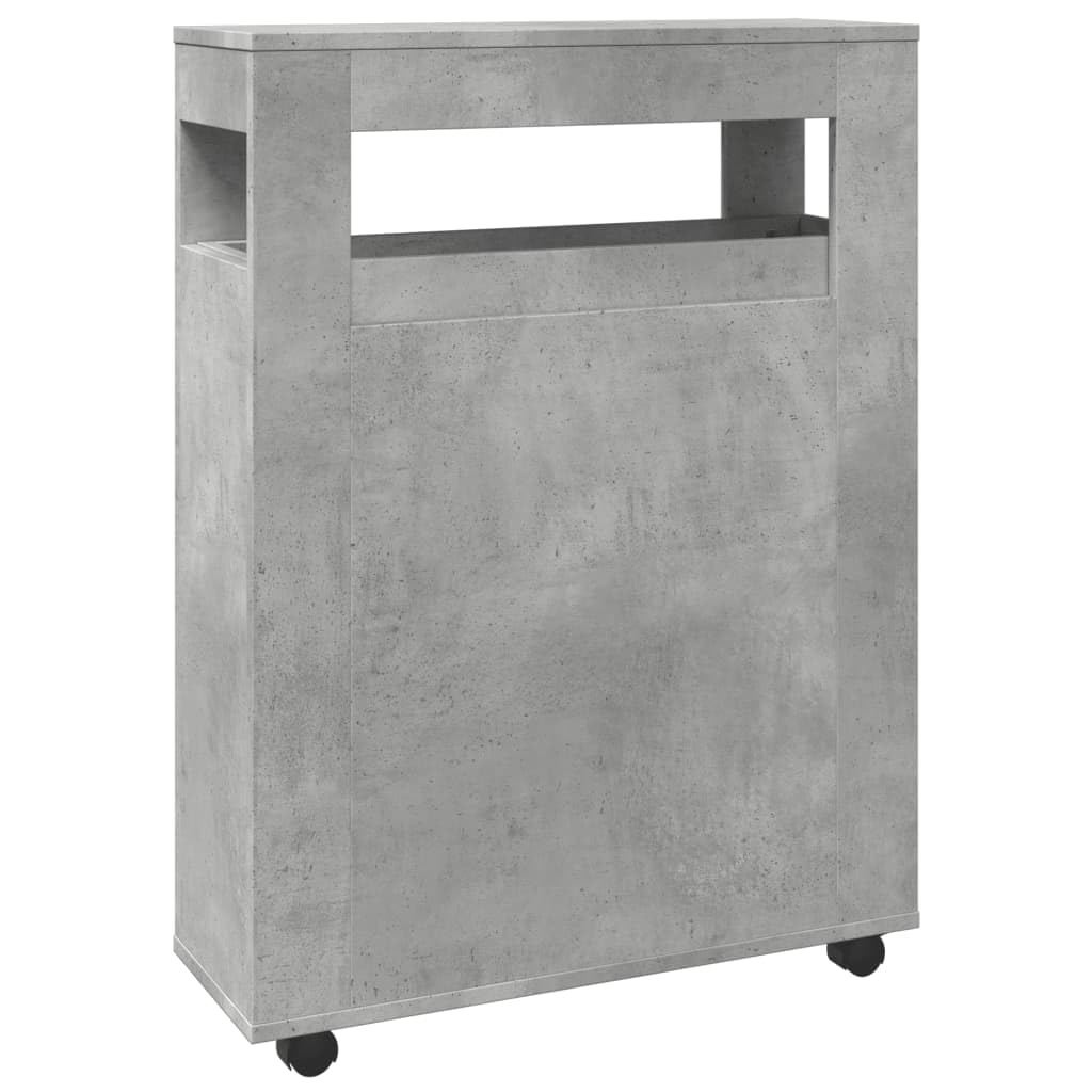 Armadietto da bagno e cucina stretto, grigio cemento, con ruote, 65 x 23 x 90 cm, in legno, stabile, mobile, con cassetti, per bagno, cucina o soggiorno