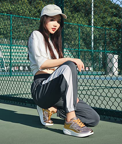DADAWEN Women's Glitter Platform Wedge Athletic Tennis Walking Shoes Sparkly Sequin Lightweight Non Slip Casual Comfort Fashion Sneakers (Size:US5-US12)2