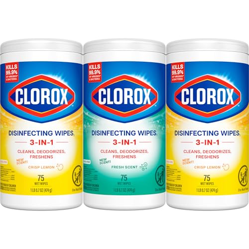 Clorox Disinfecting Bleach Free Cleaning Wipes Value Pack, 75 Count Each, Pack of 3