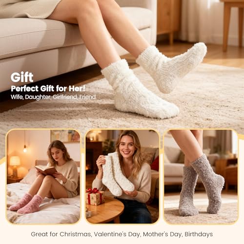 Image of Womens Fluffy Fuzzy Socks,Winter Cozy Soft Warm Socks Gifts for Womens | Soft Comfortable Warm Womens Fluffy Fuzzy Socks