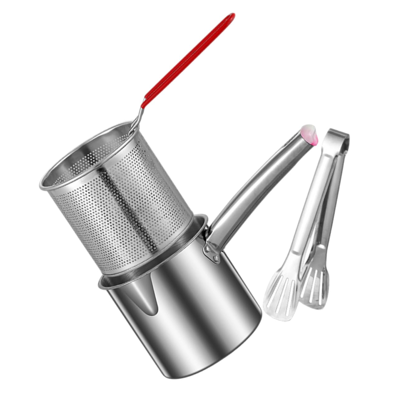 SOLUSTRE 1 Set Stainless Steel Deep Fryer Pot Kitchen Oil Fryer for Home Use Compact Design with Ergonomic Handle Easy to Clean Prevents Oil Splattering for Cooking