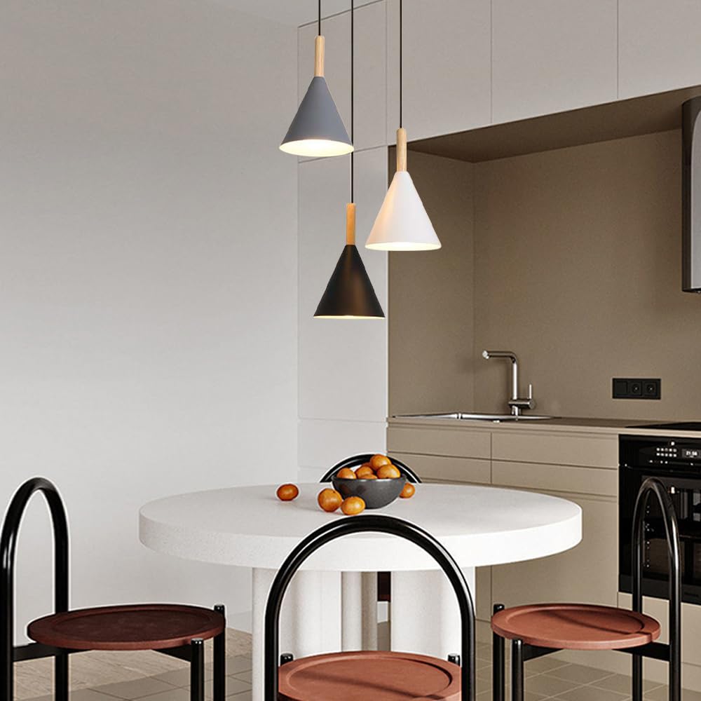Lámpara Colgante de Comedor, Lámpara Colgante Nórdicaaron, Accesorios de Iluminación E27, Lámpara Colgante Cónica de Metal, Lámparas Colgantes Decorativas para Isla de Cocina, Luces Colgante